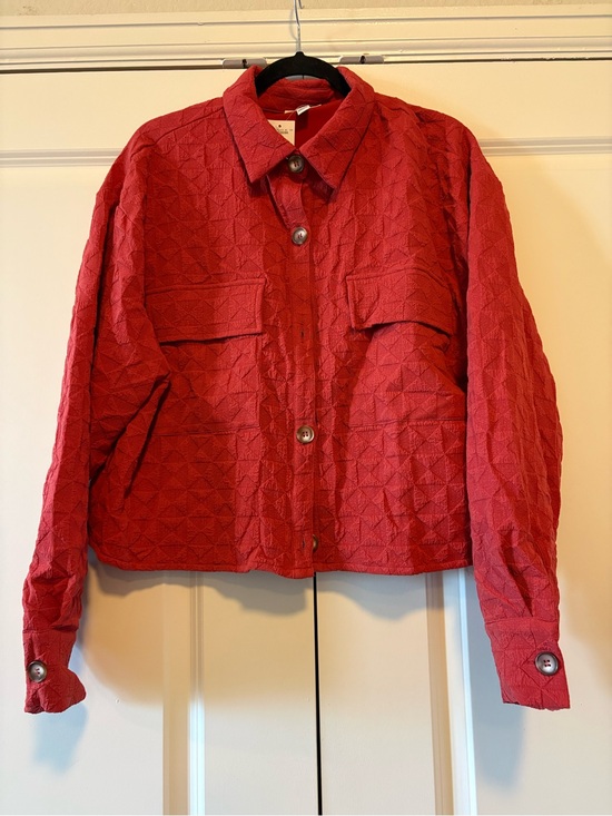 privy Jackets & Blazers - privy Red Quilted Button-Front Utility Jacket